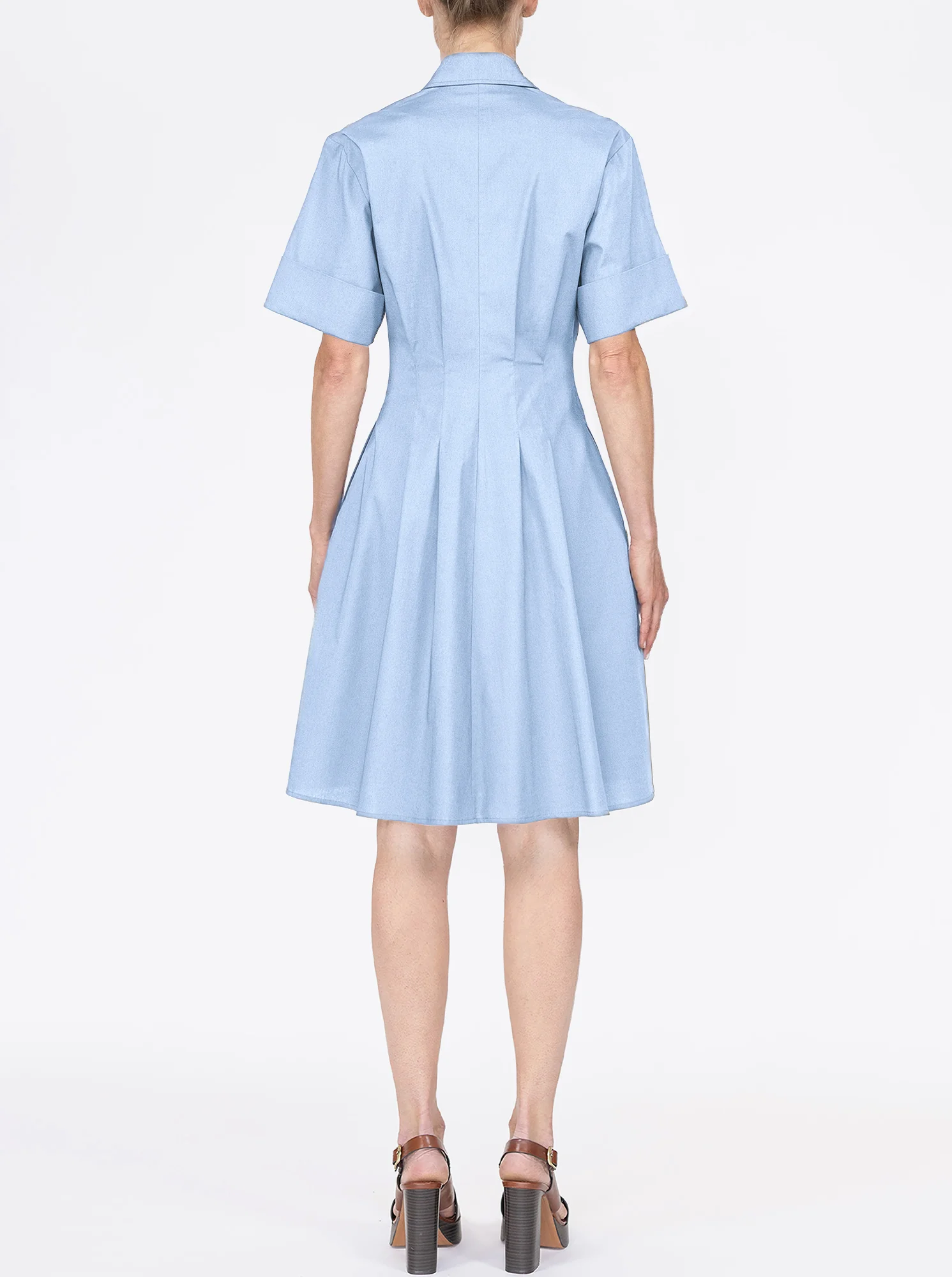 BERGAMO Fit and flare shirtdress Pale Blue - Image 3
