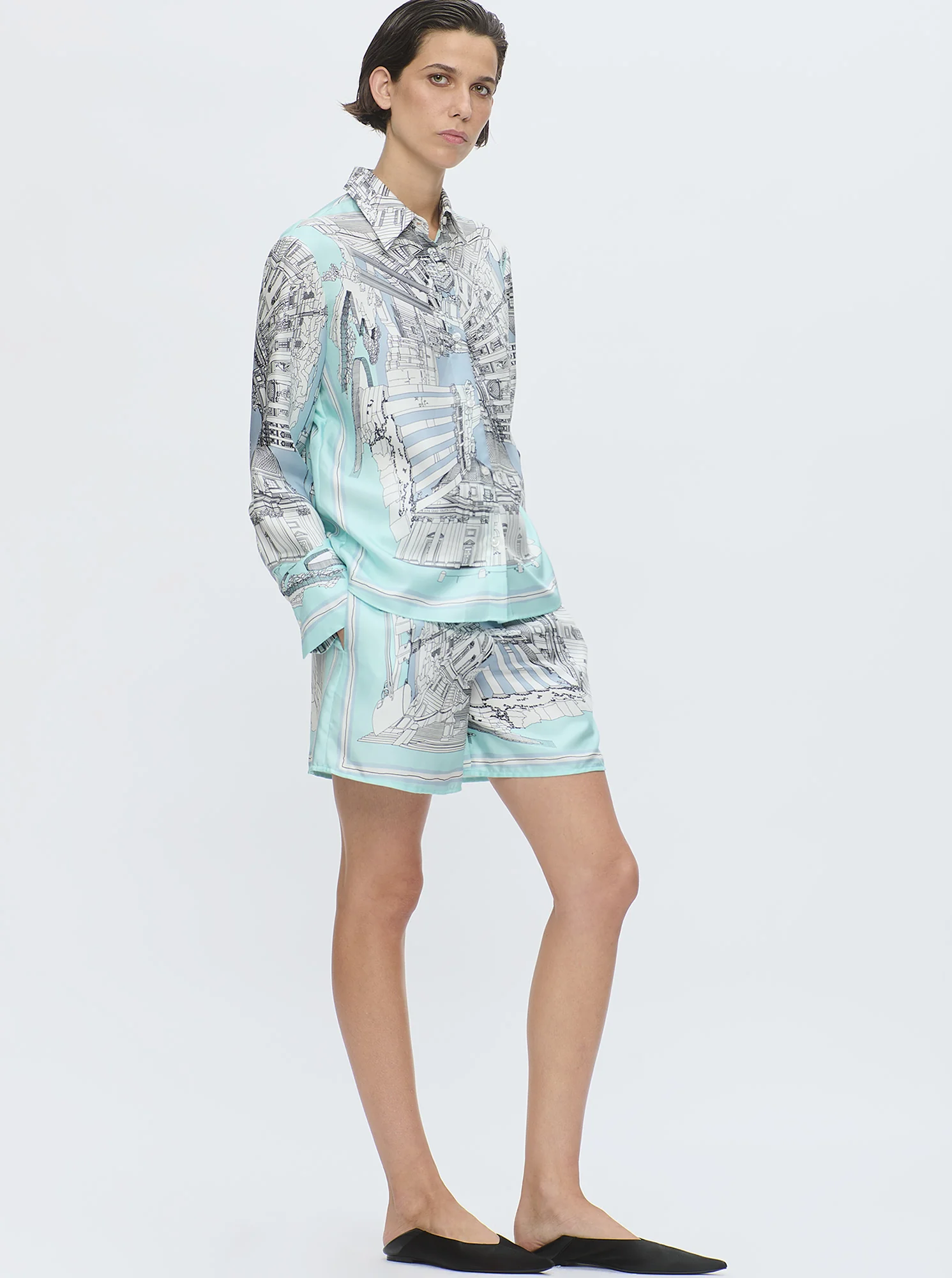 CAMERON Rome silk shirt Turquoise - Image 3