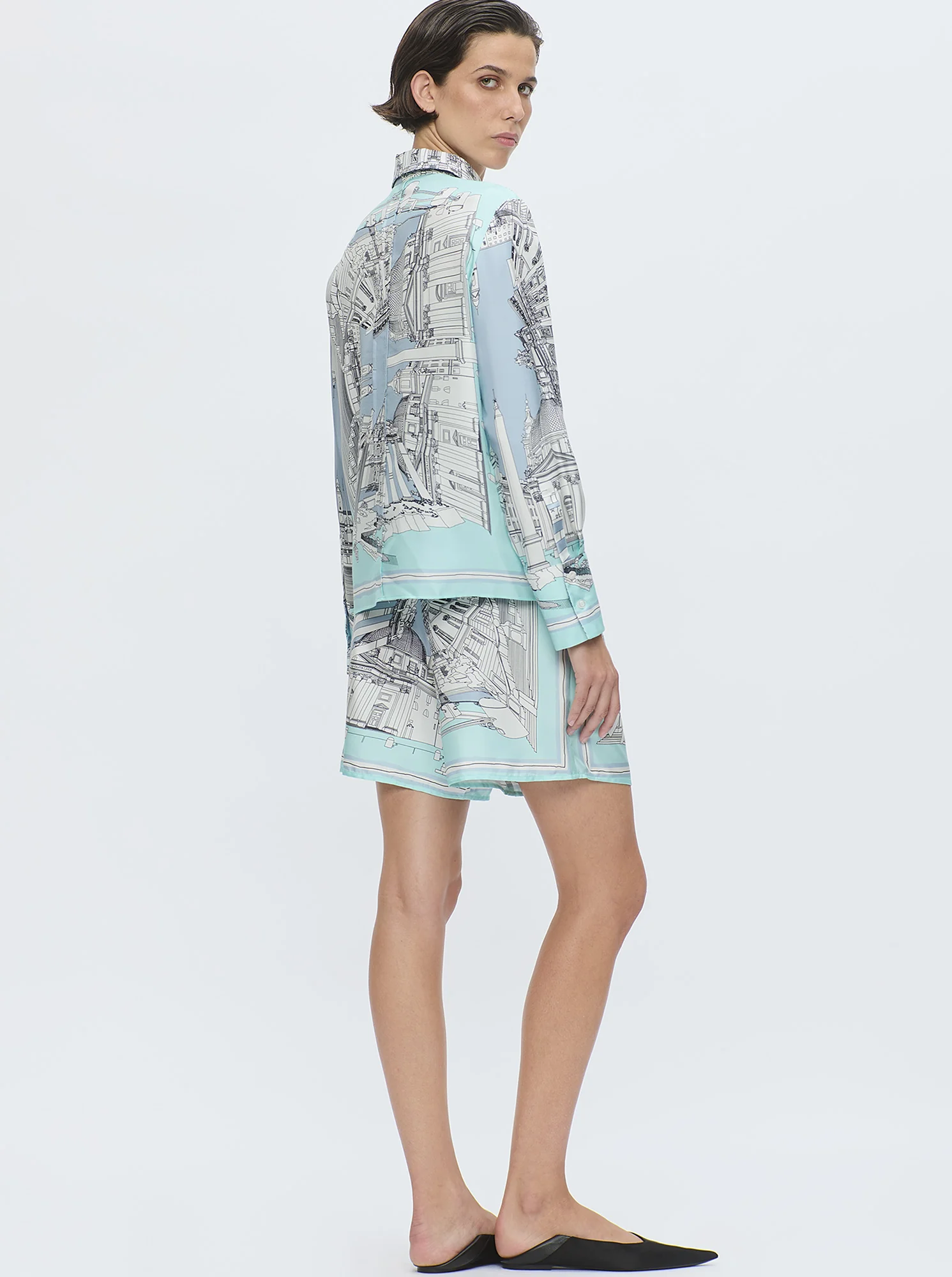 CAMERON Rome silk shirt Turquoise - Image 4
