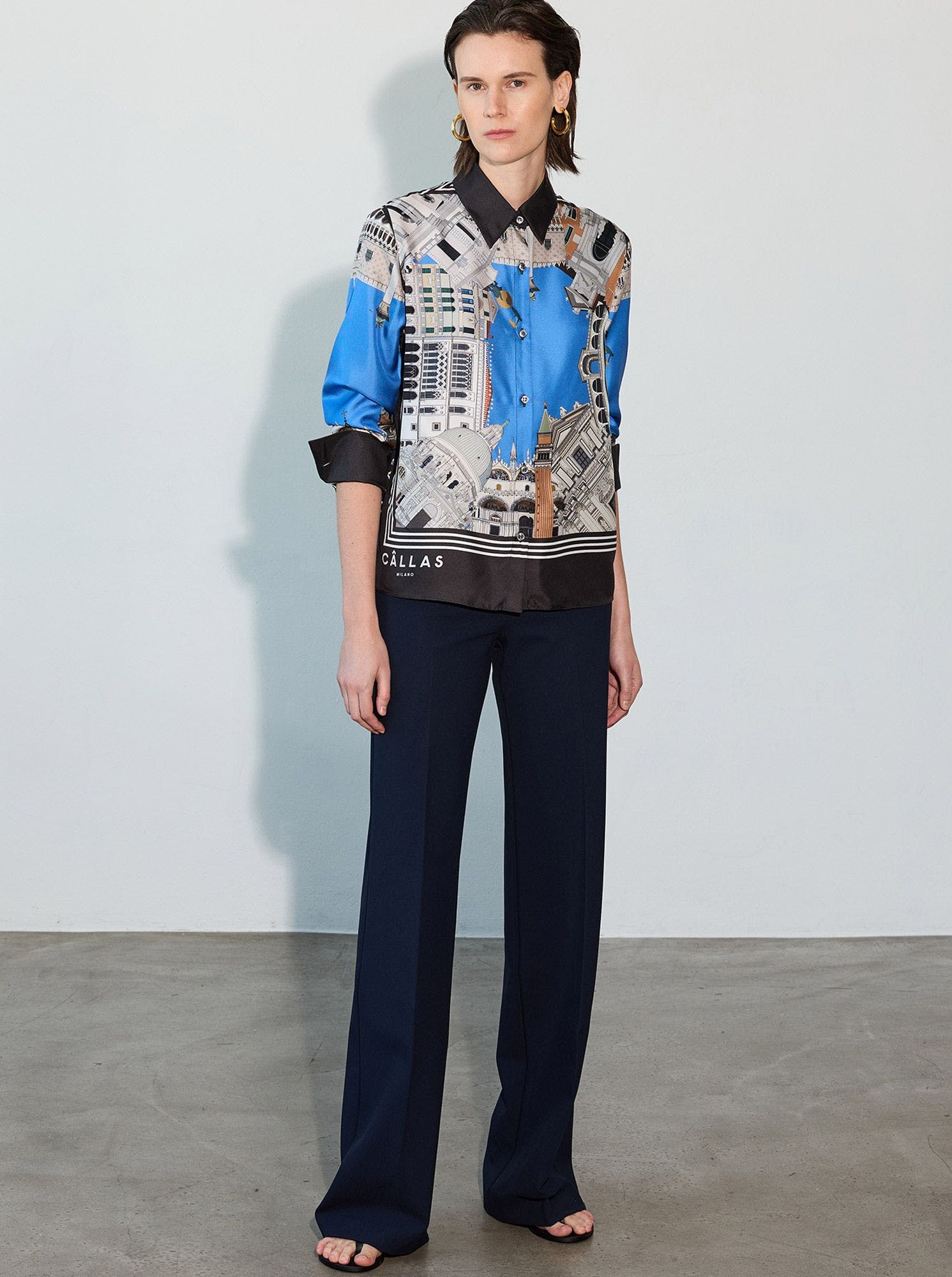 CAMERON Silk Shirt VENICE Print Blue/Black - Image 2