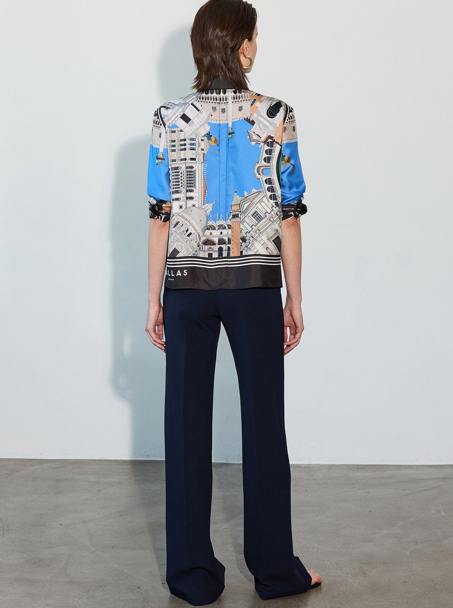 CAMERON Silk Shirt VENICE Print Blue/Black - Image 3