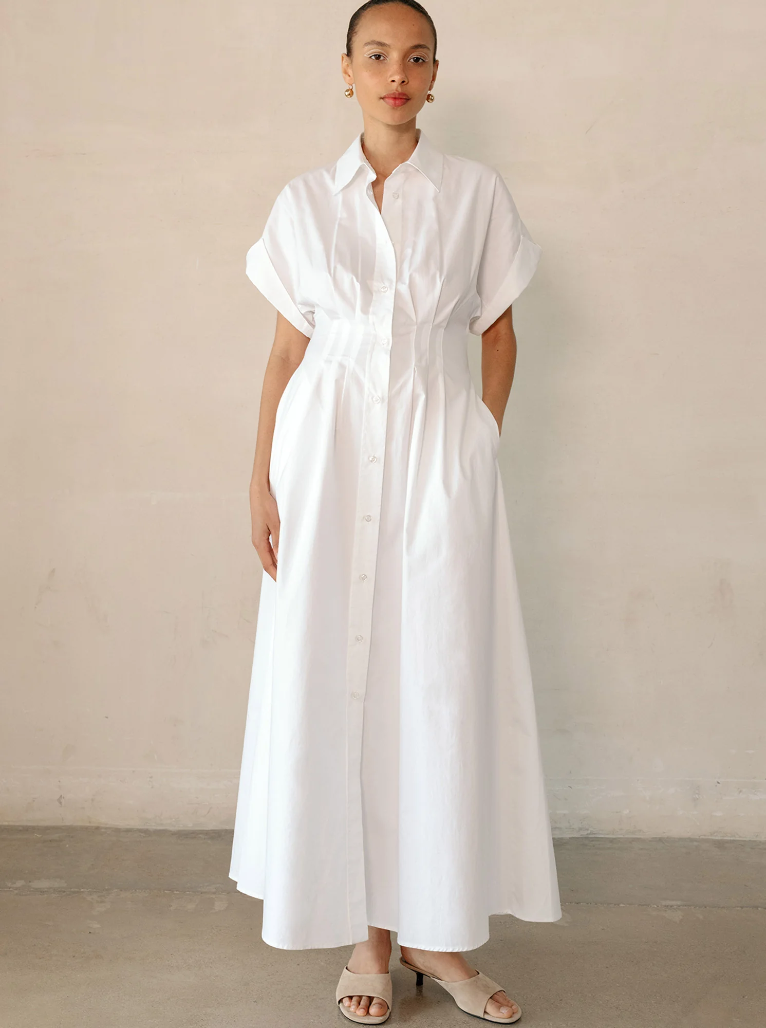 CORSICA Capsleeve shirtdress White