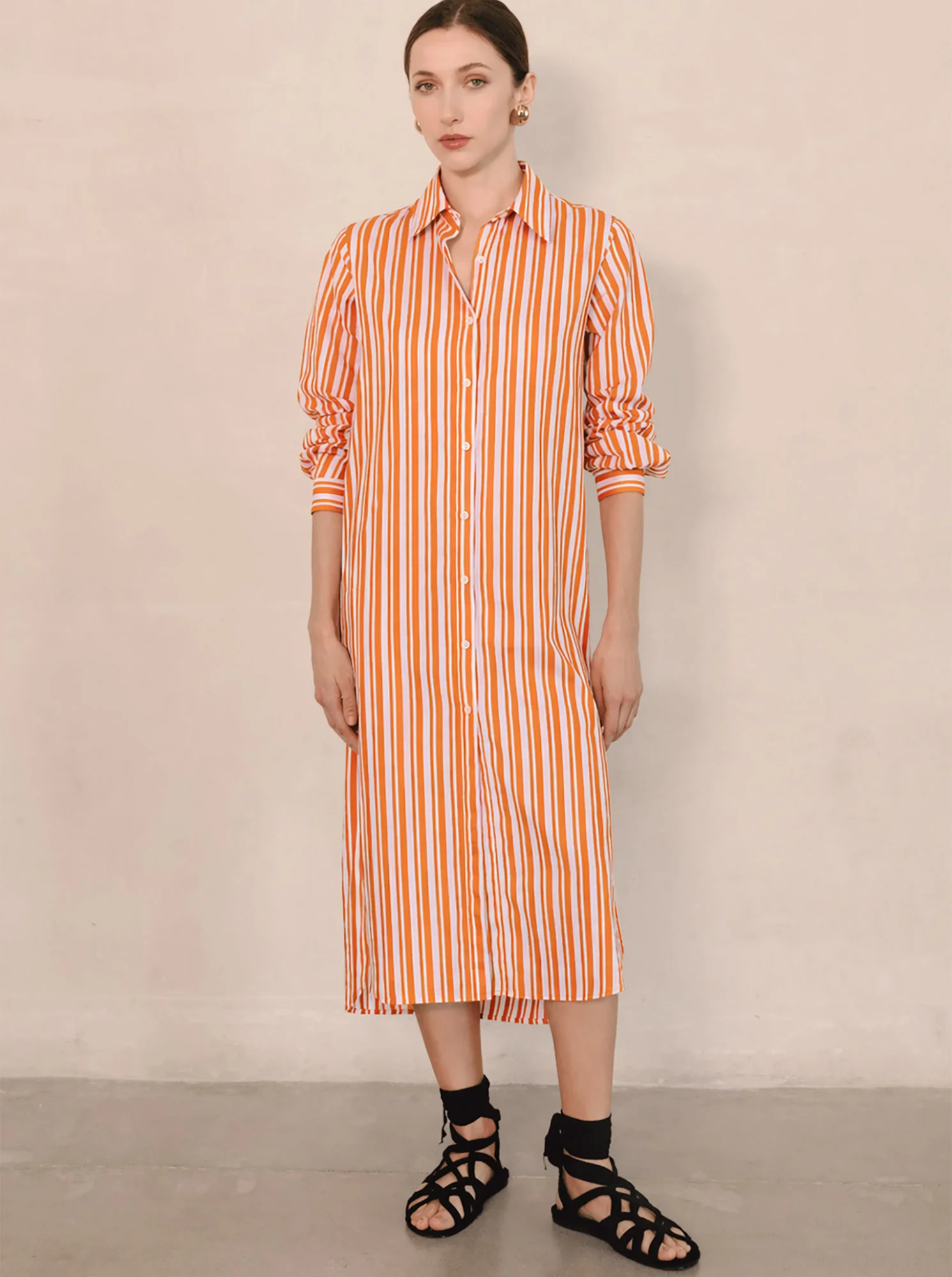 ELISSA Long shirtdress Pink/Brown