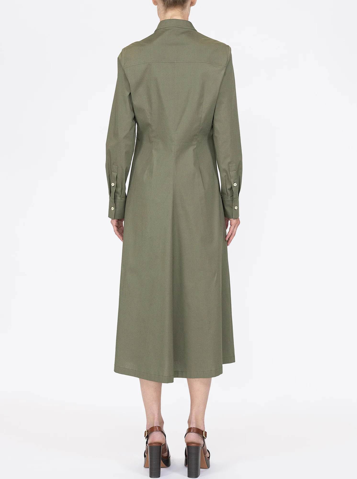 GENNY Long sleeve shirtdress Olive - Image 3