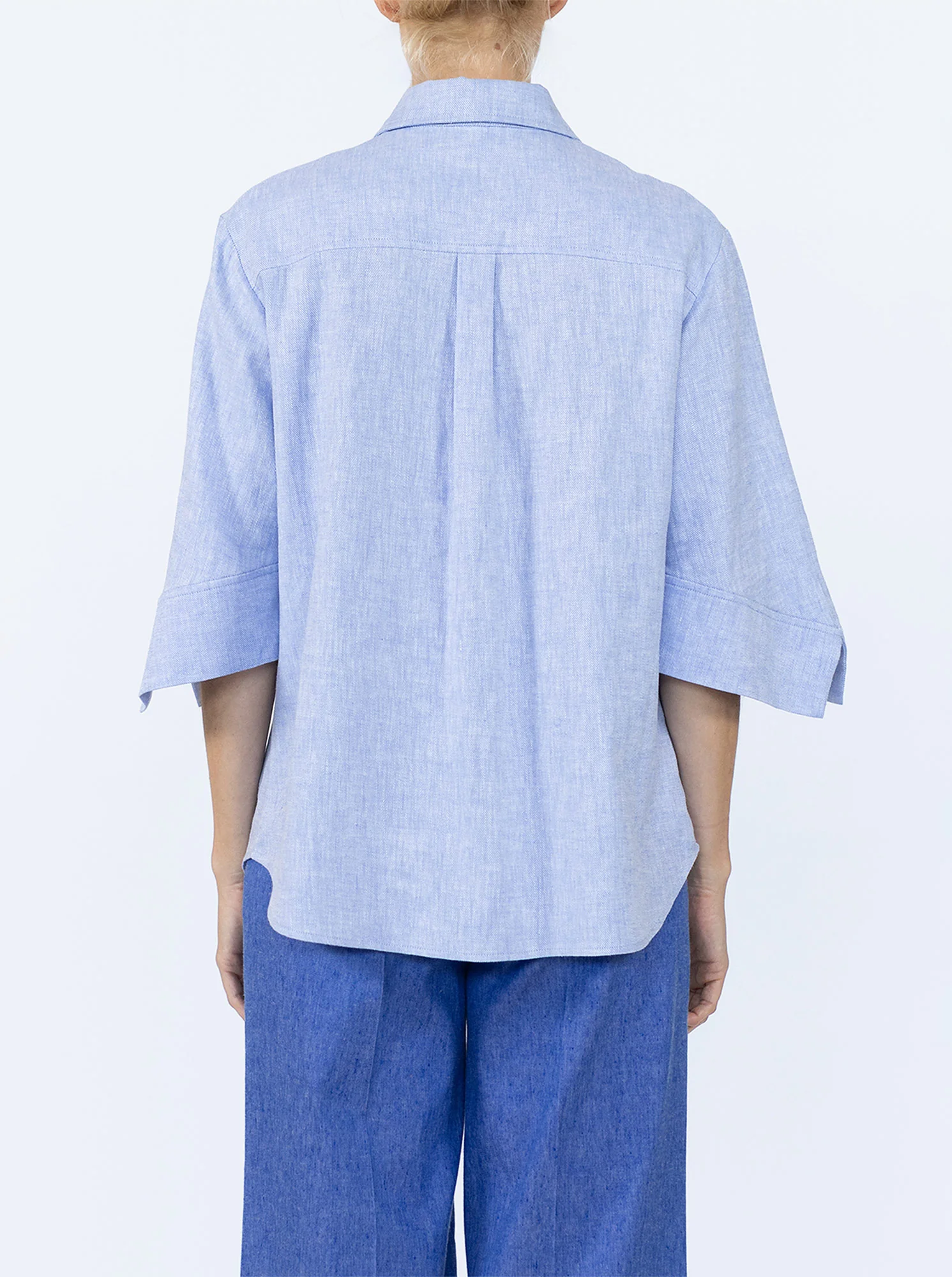 GEORGIE Flare sleeve shirt Pale blue - Image 6