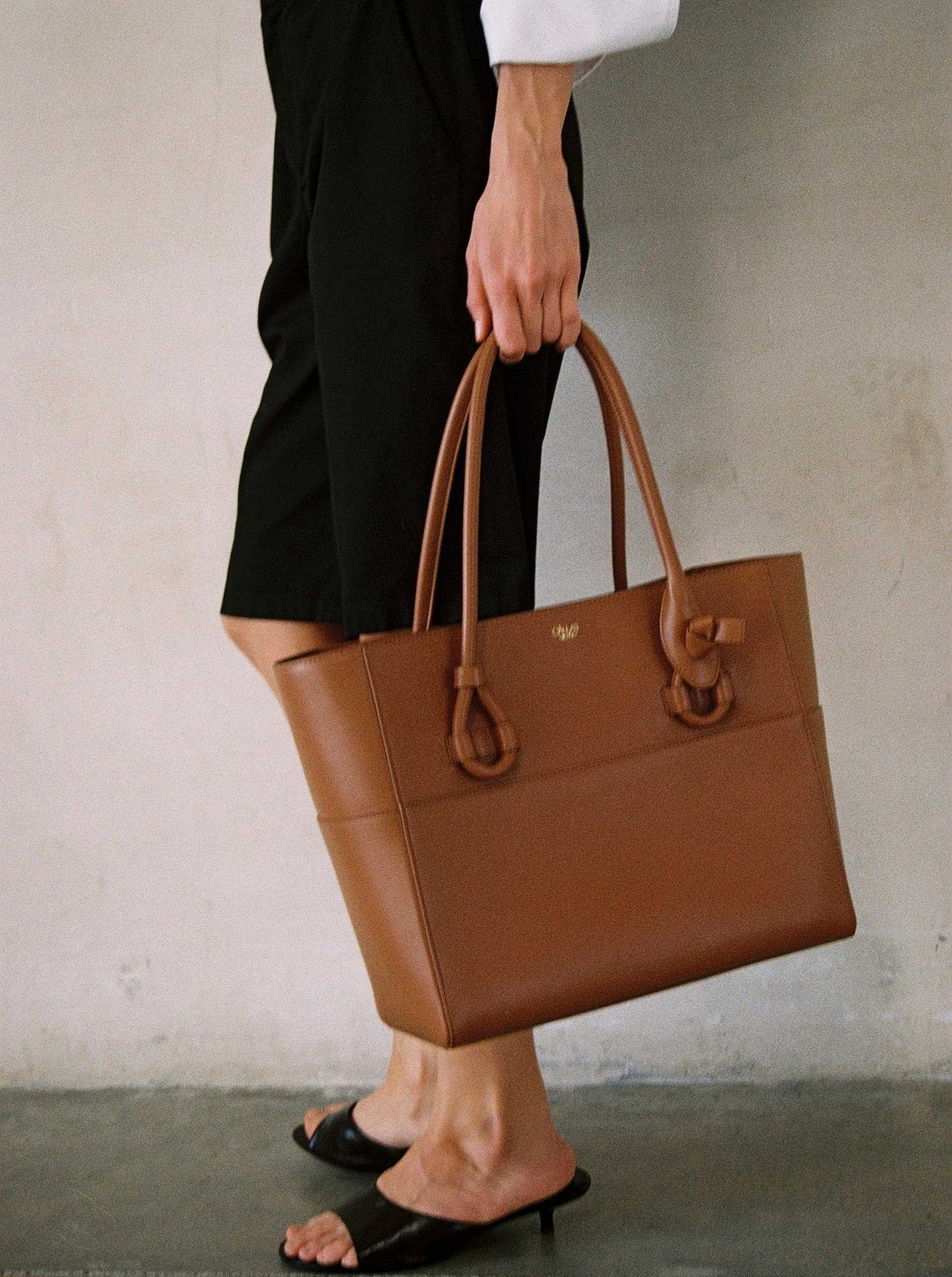 GINA Leather tote bag Brandy - Image 3
