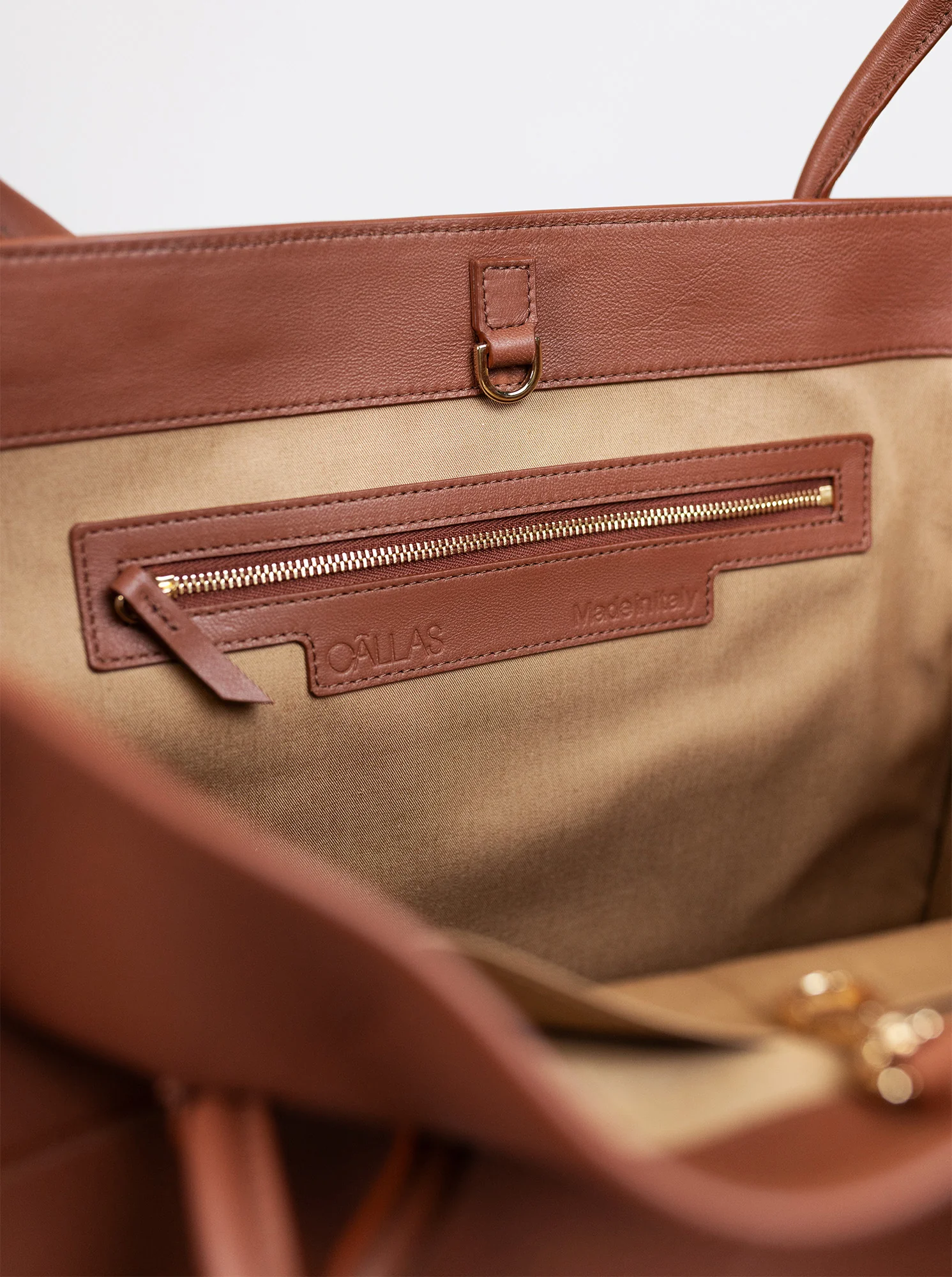 GINA Leather tote bag Brandy - Image 4