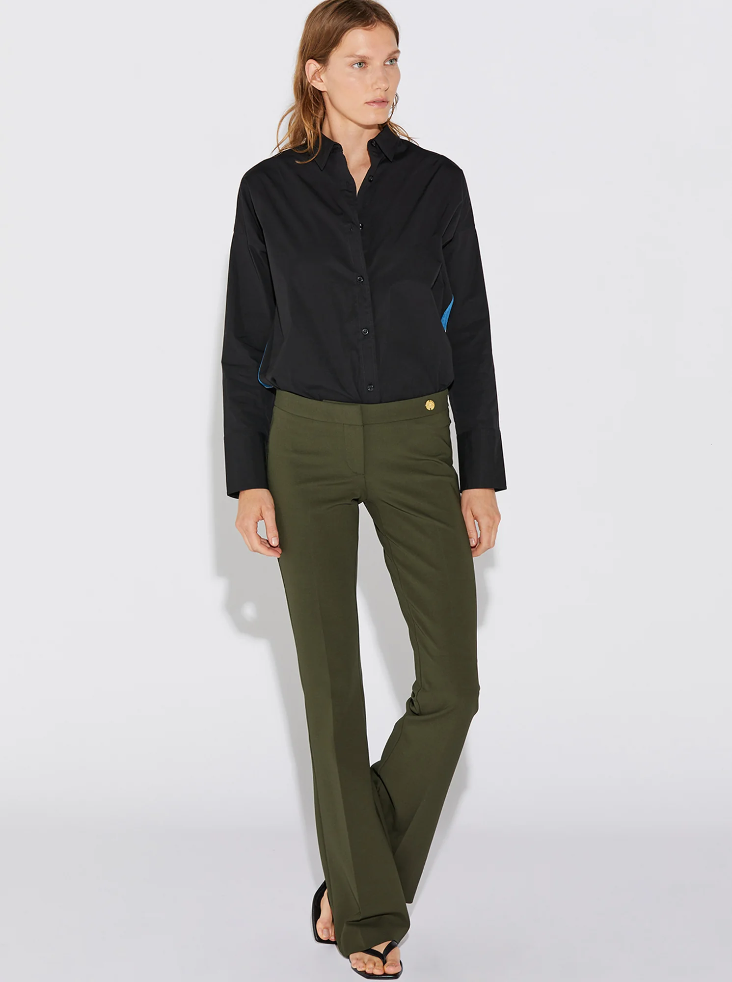 JULES Stretch Flare Pant Army Green - Image 4
