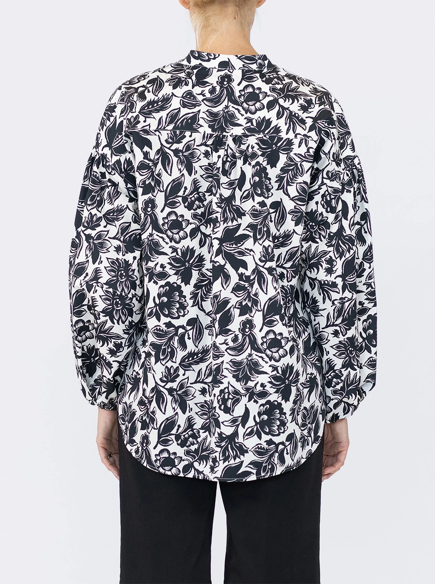 KEATON Shirt with lantern sleeves Black/White - Image 6