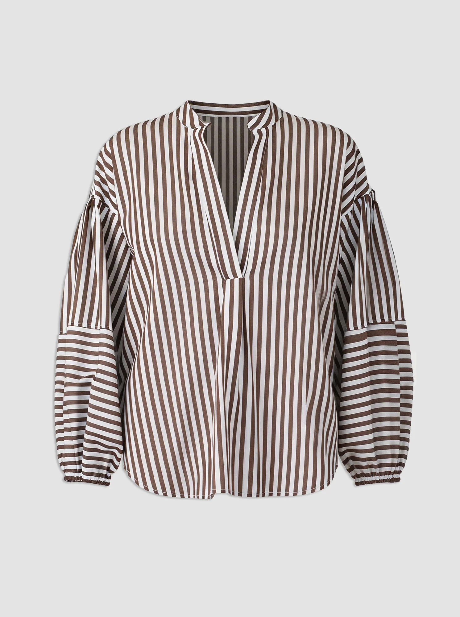 KEATON Shirt with lantern sleeves Brown/White - Image 2