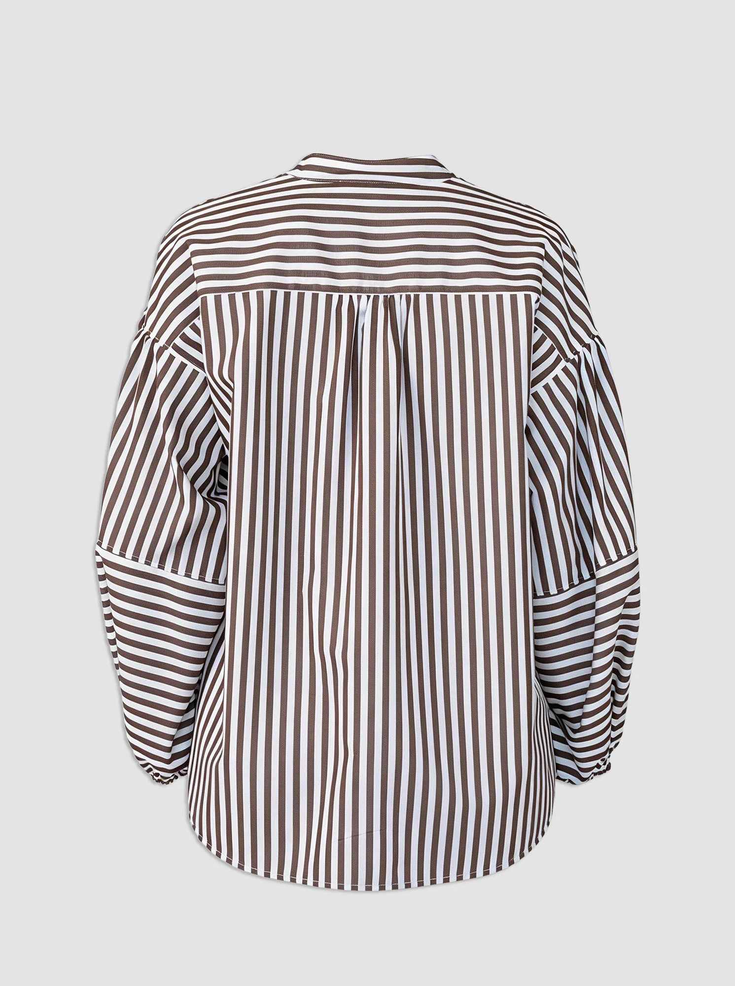 KEATON Shirt with lantern sleeves Brown/White - Image 6