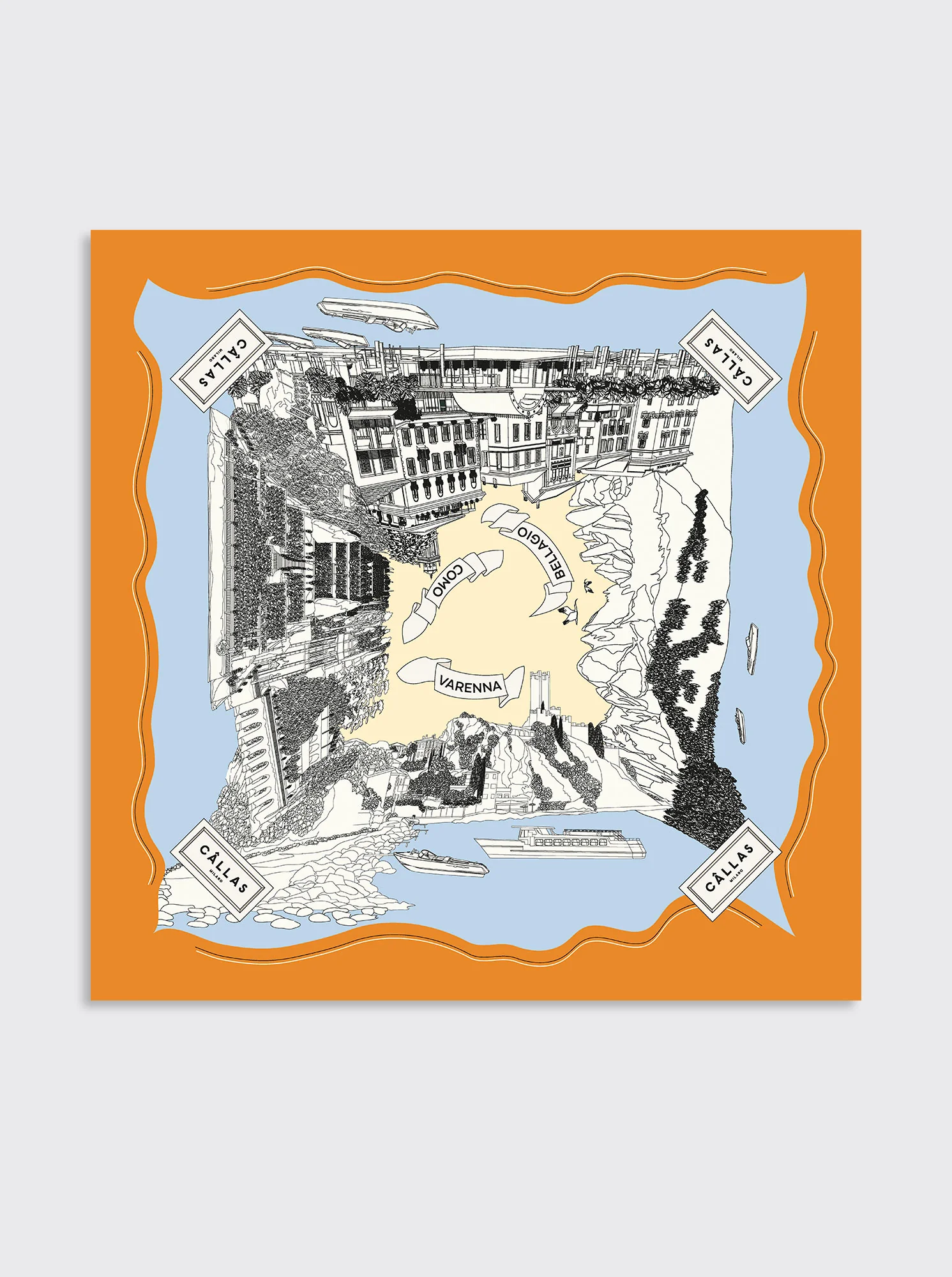 LAKE COMO Silk Scarf in Orange - Image 2