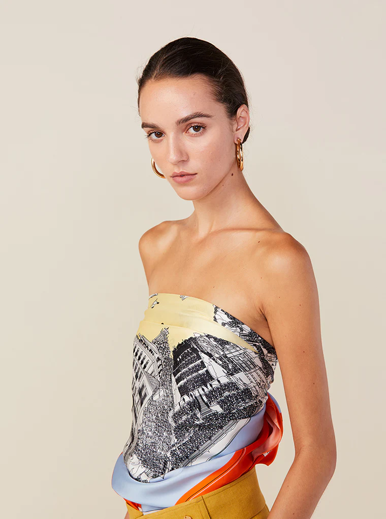 LAKE COMO Silk Scarf in Orange - Image 3