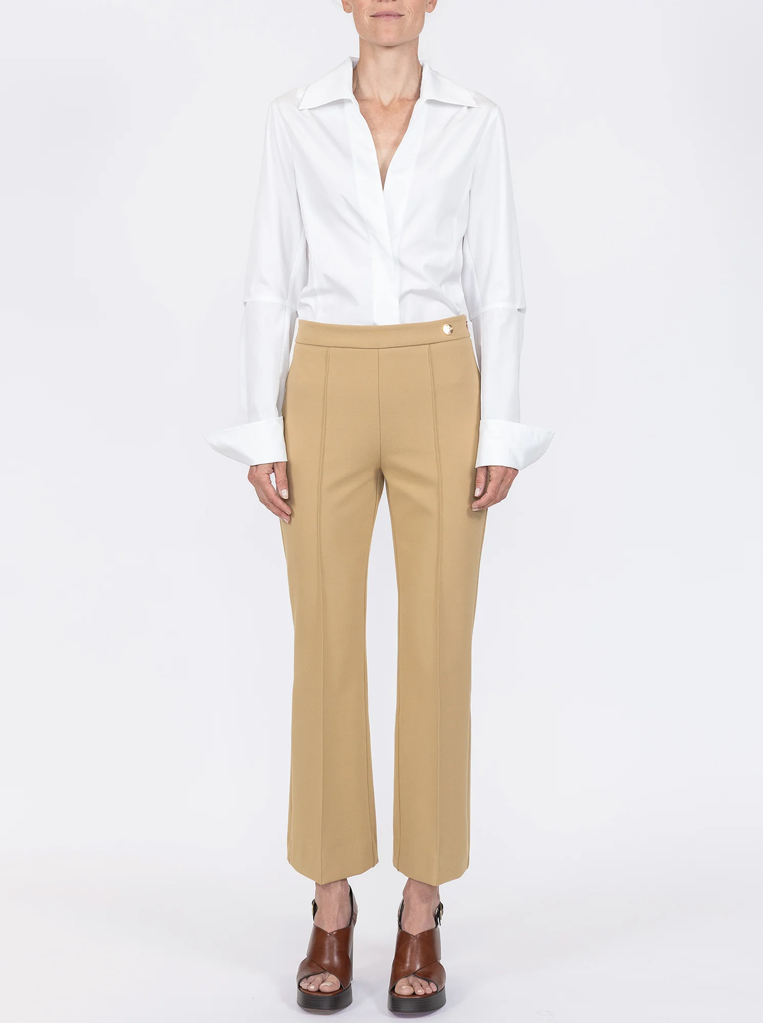 LOLA Cropped kick flare pant Pale Camel - Image 3