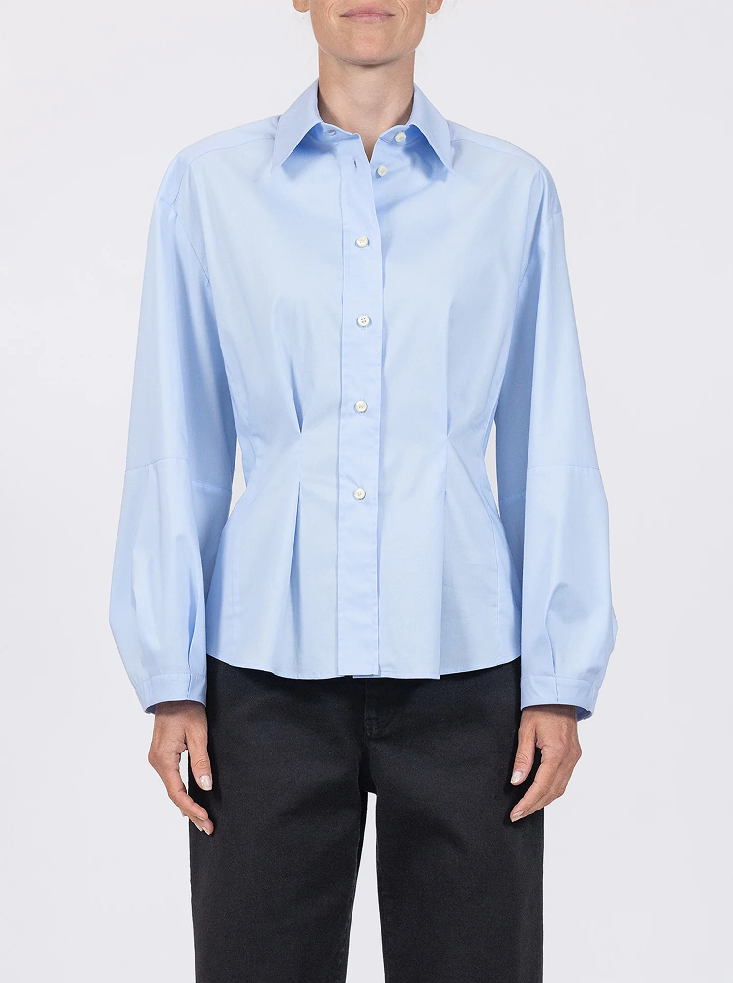 LUCIA Lantern sleeve shirt Pale Blue - Image 2