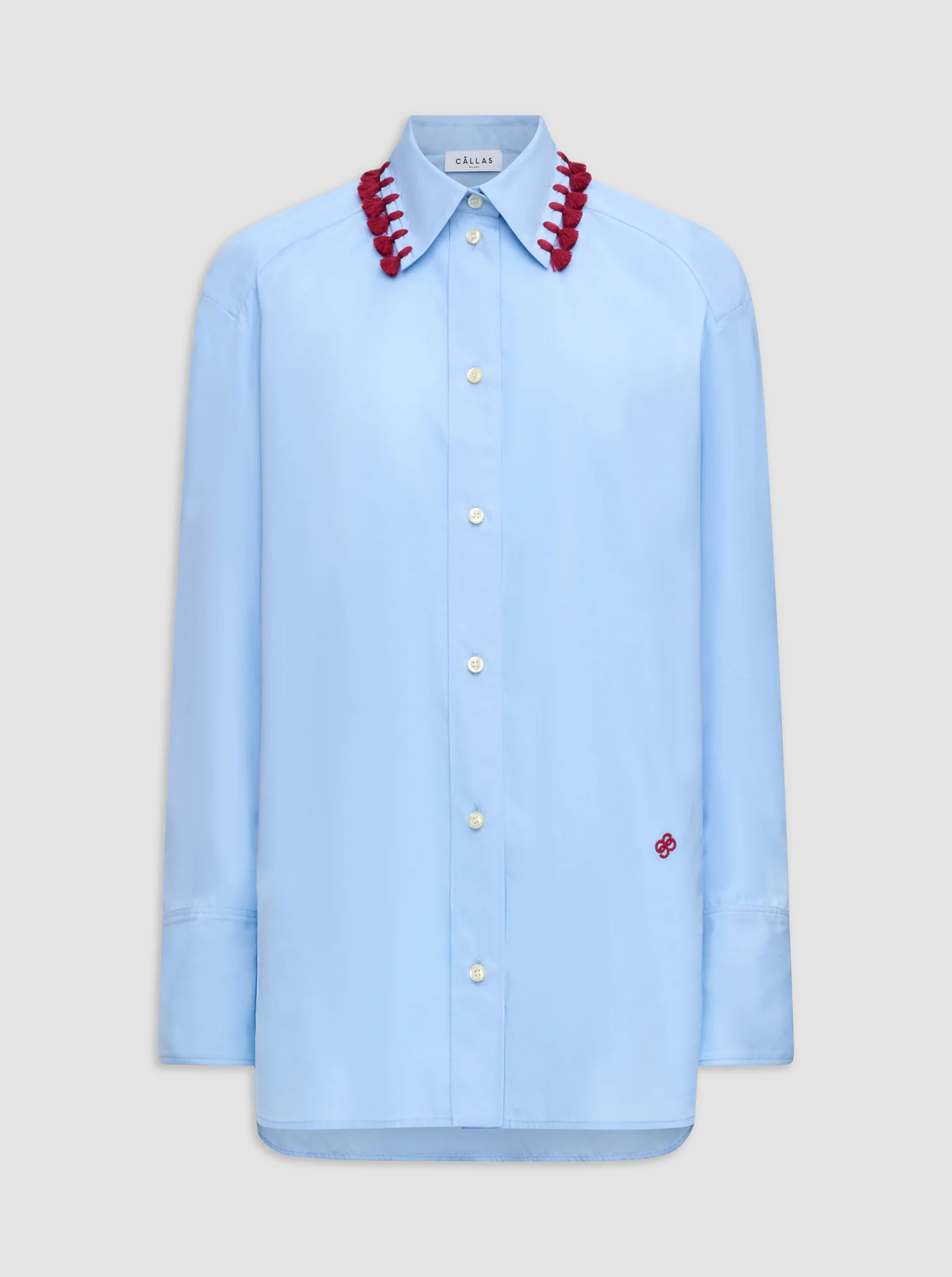 LYN Tassel collar shirt Pale Blue - Image 3