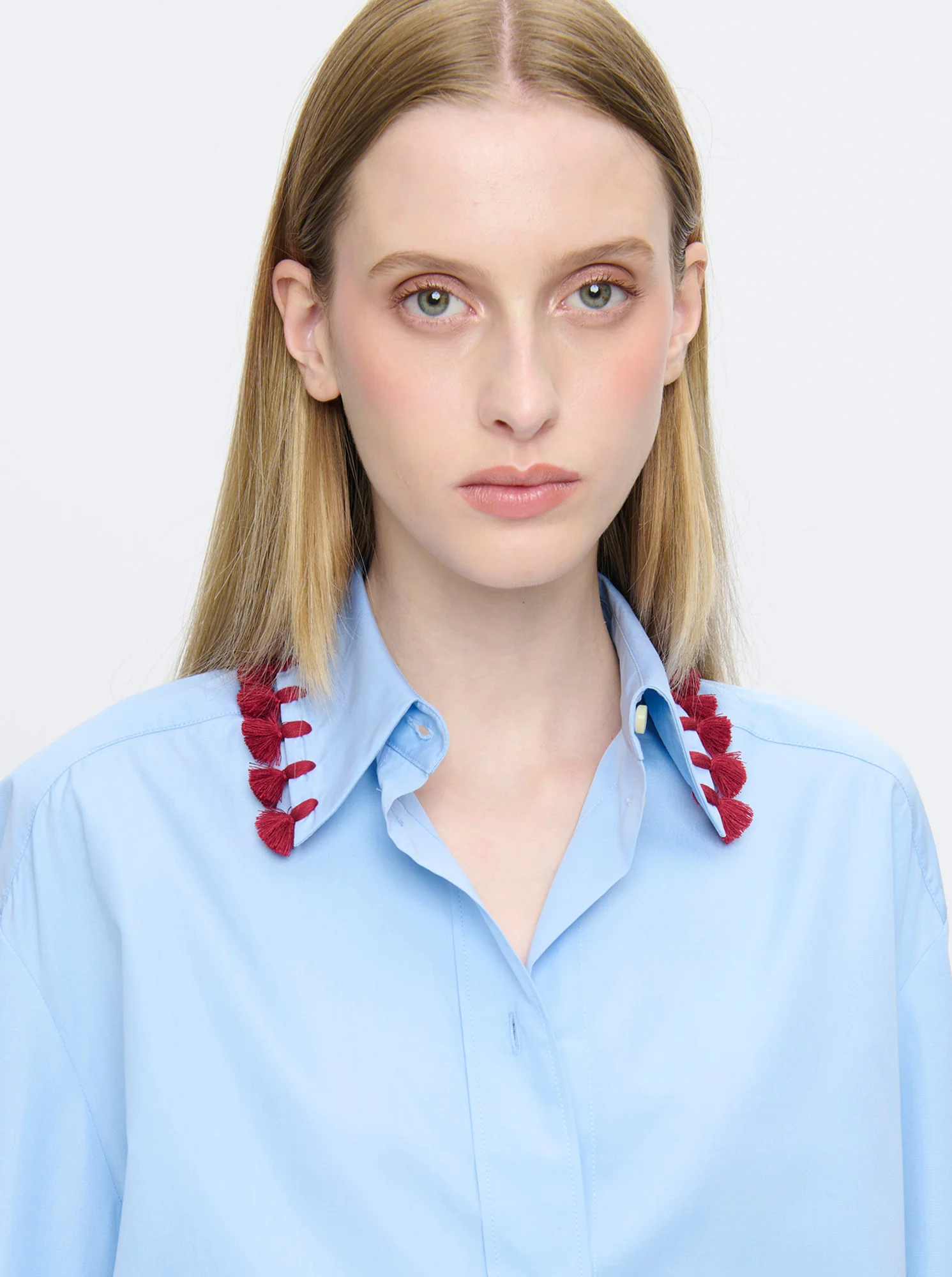 LYN Tassel collar shirt Pale Blue - Image 5