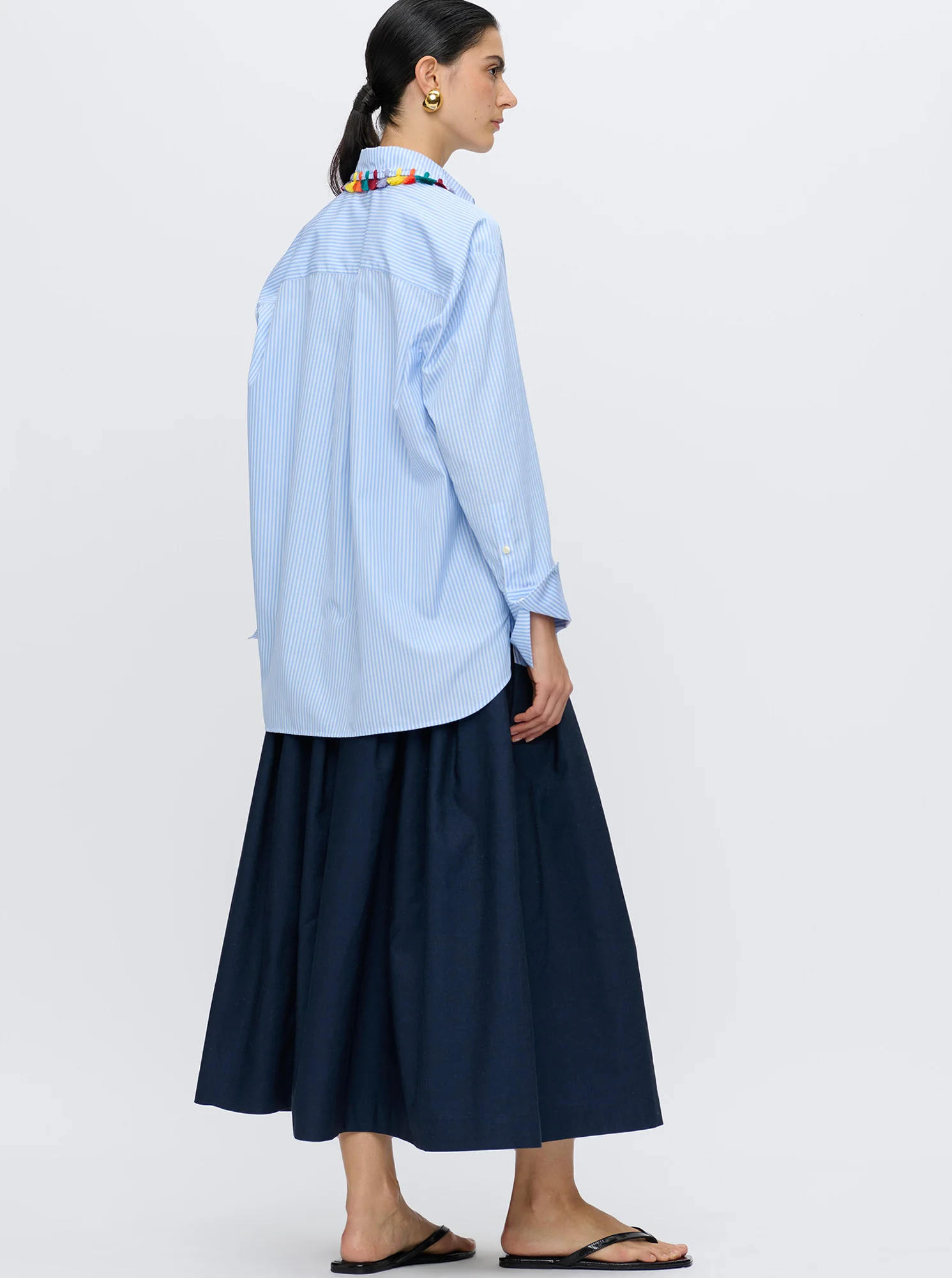 LYN Tassel collar shirt Pale Blue - Image 4