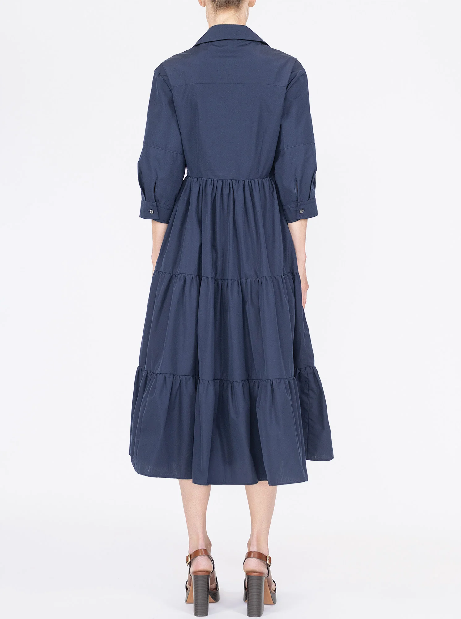 MARSEILLE Tiered shirtdress Navy - Image 3