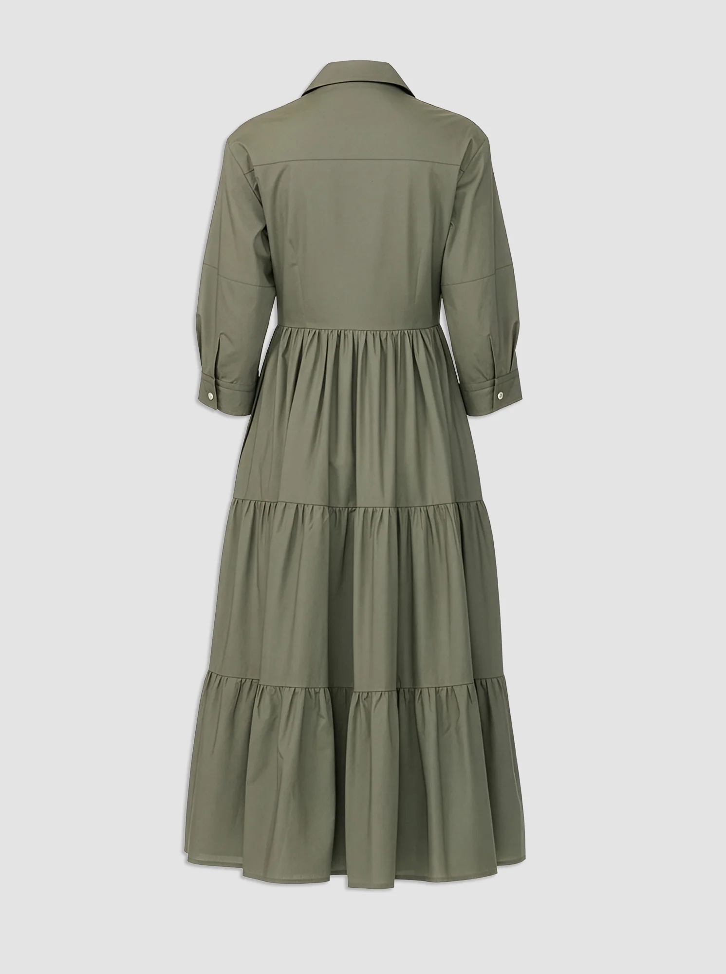 MARSEILLE Tiered shirtdress Olive - Image 4