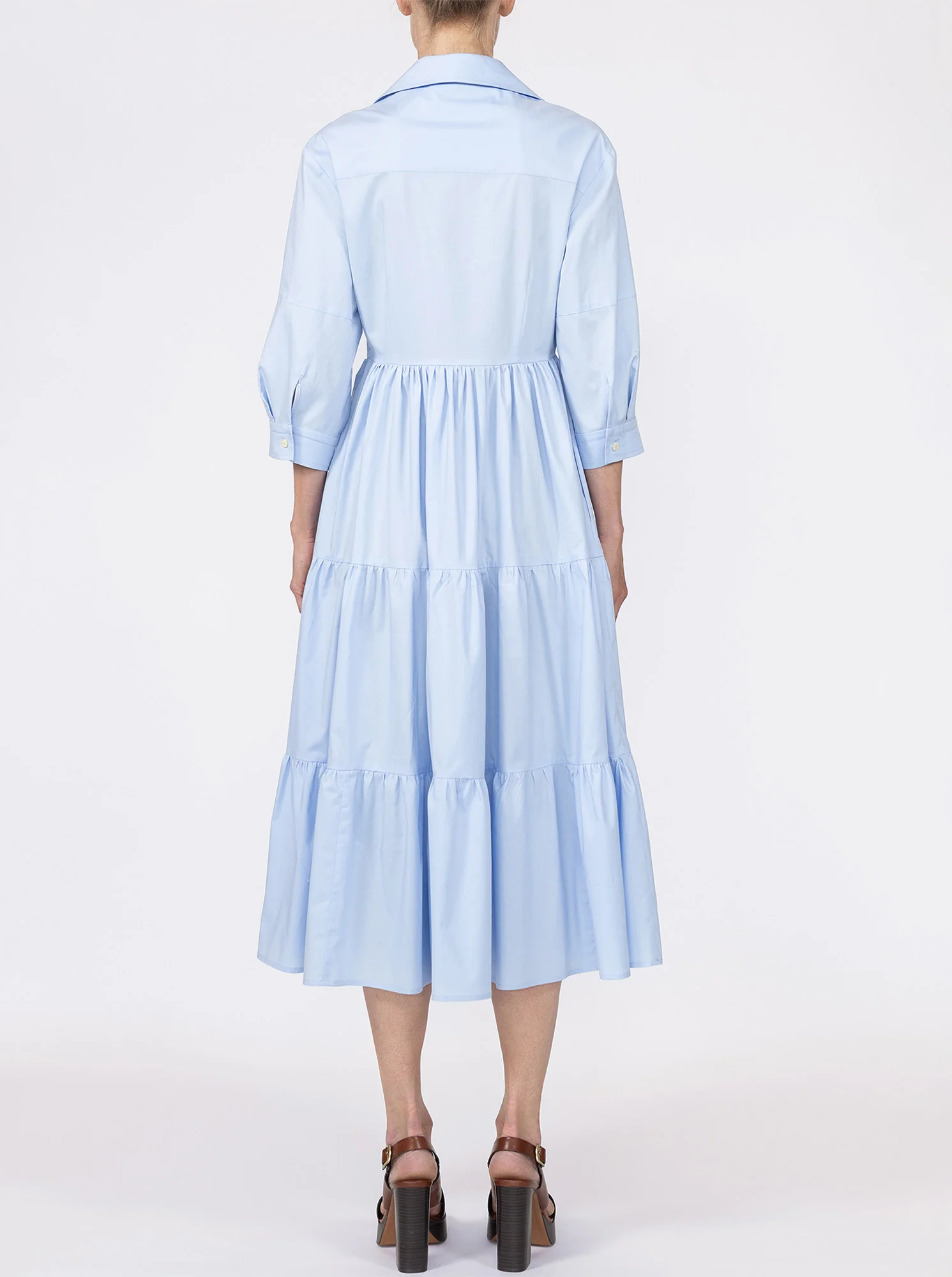 MARSEILLE Tiered shirtdress Pale Blue - Image 4