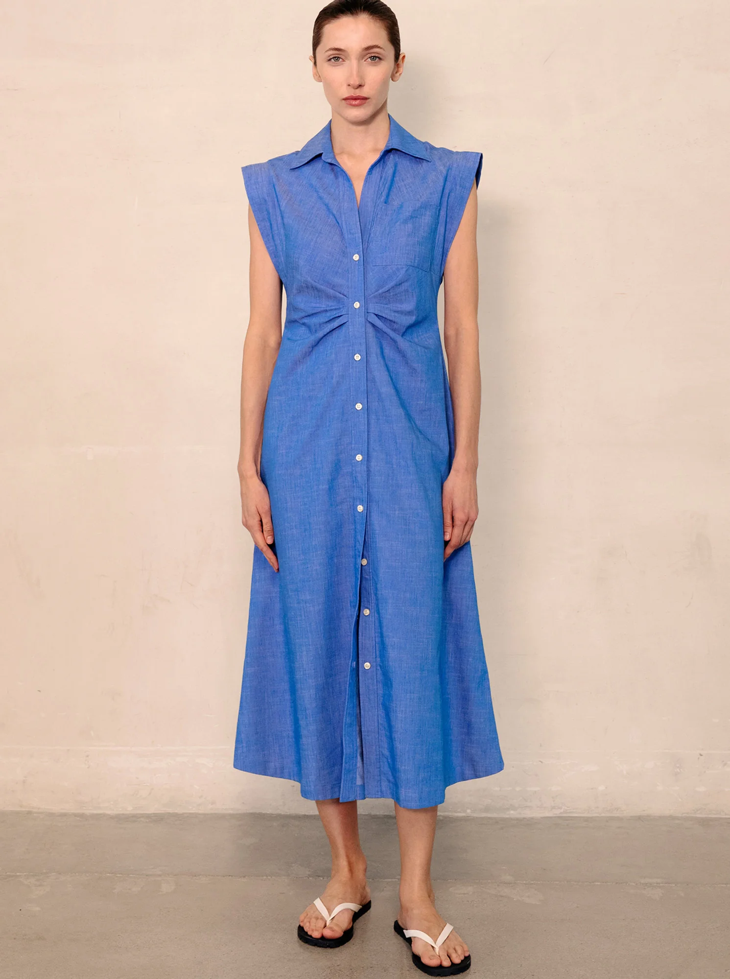 MIAMI Sleeveless shirtdress Bright Indigo