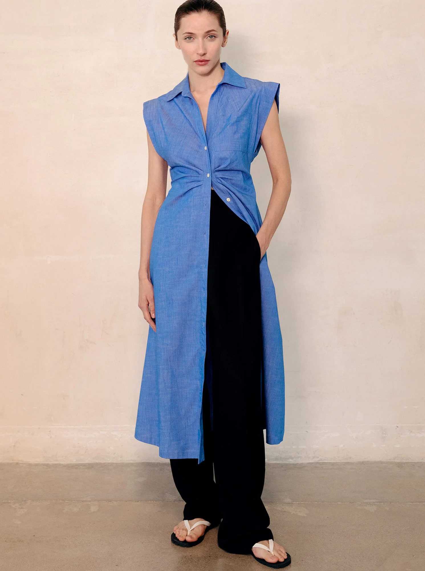 MIAMI Sleeveless shirtdress Bright Indigo - Image 3