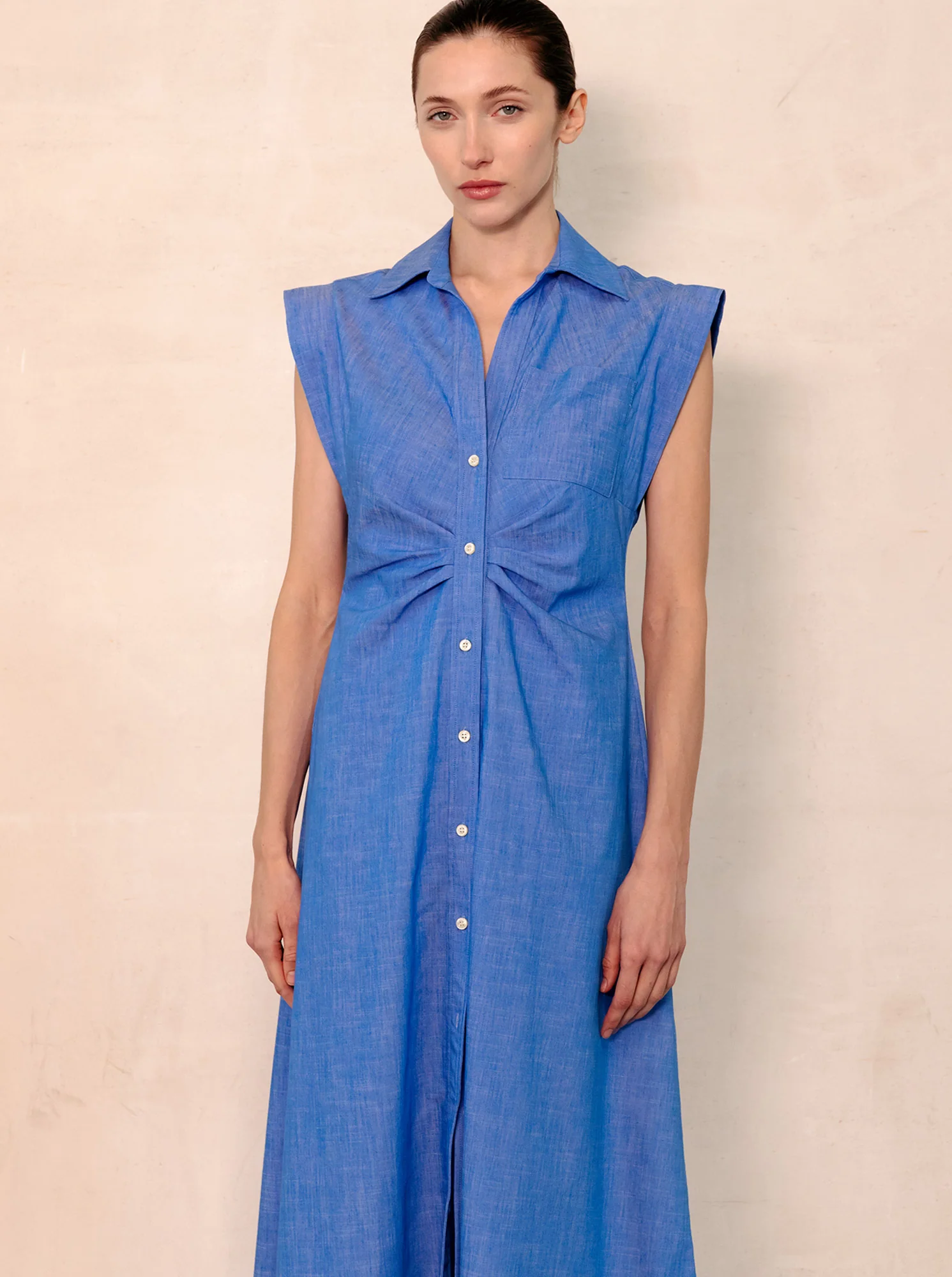 MIAMI Sleeveless shirtdress Bright Indigo - Image 4