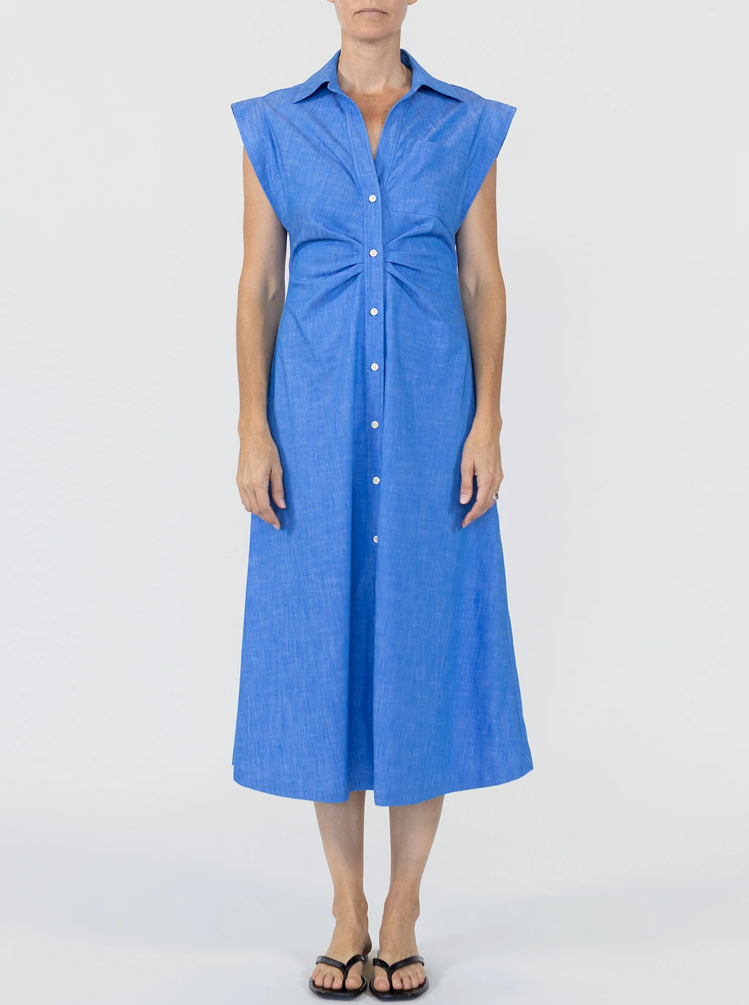 MIAMI Sleeveless shirtdress Bright Indigo - Image 5