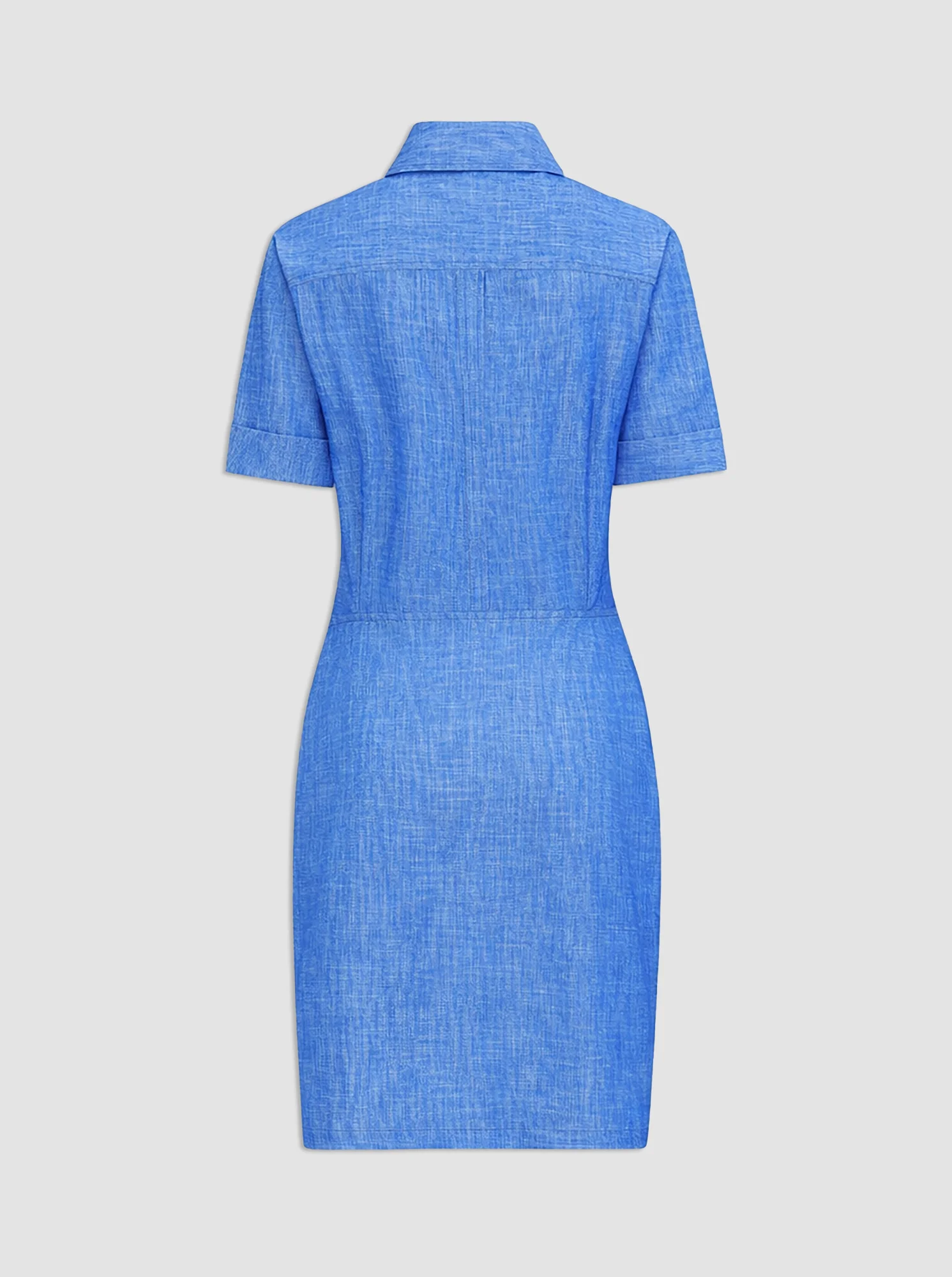ONDINE Shortsleeve Tucked Waist Shirtdress Light Indigo - Image 4
