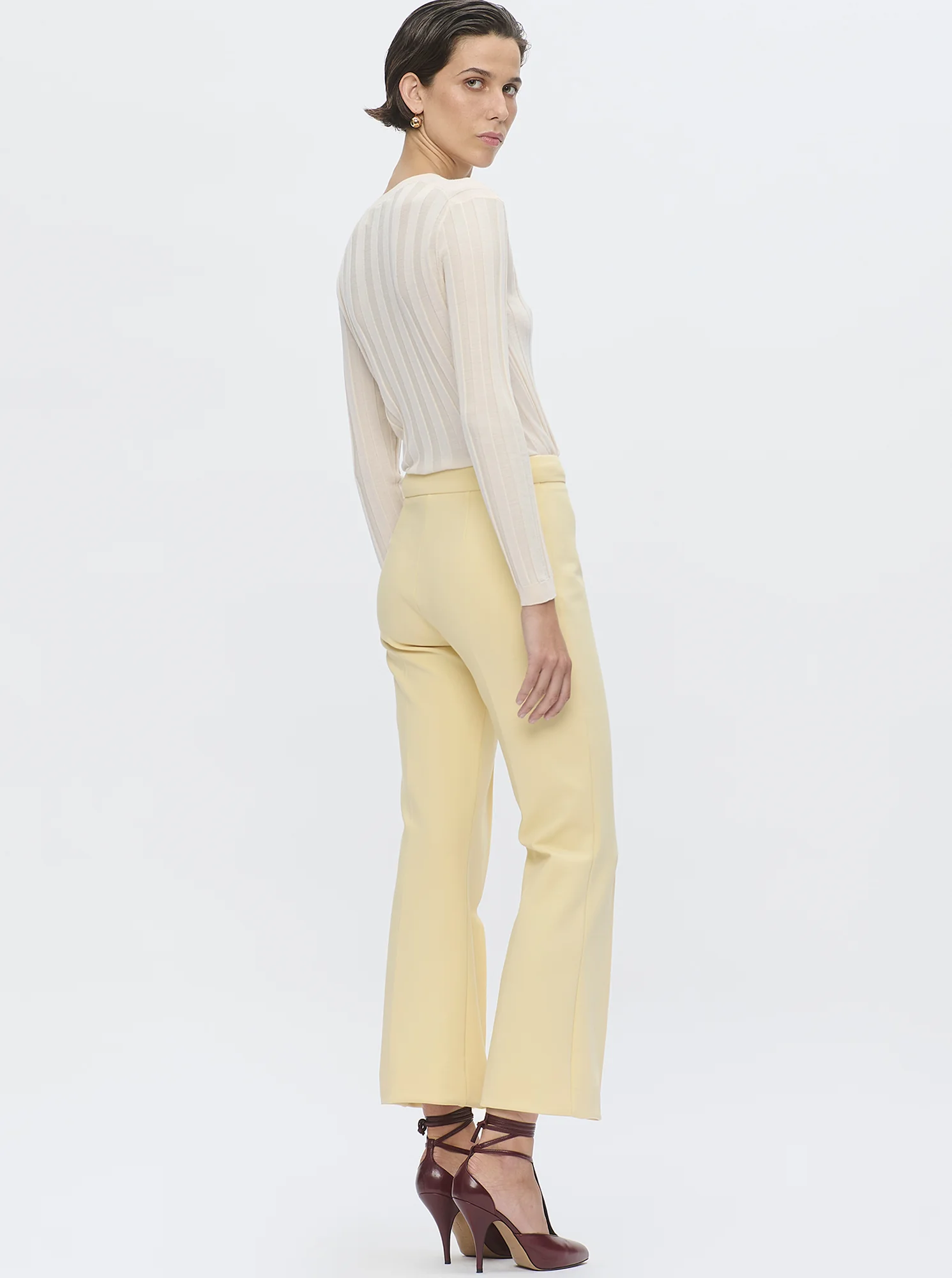 RIONE V-neck rib sweater Ivory - Image 3