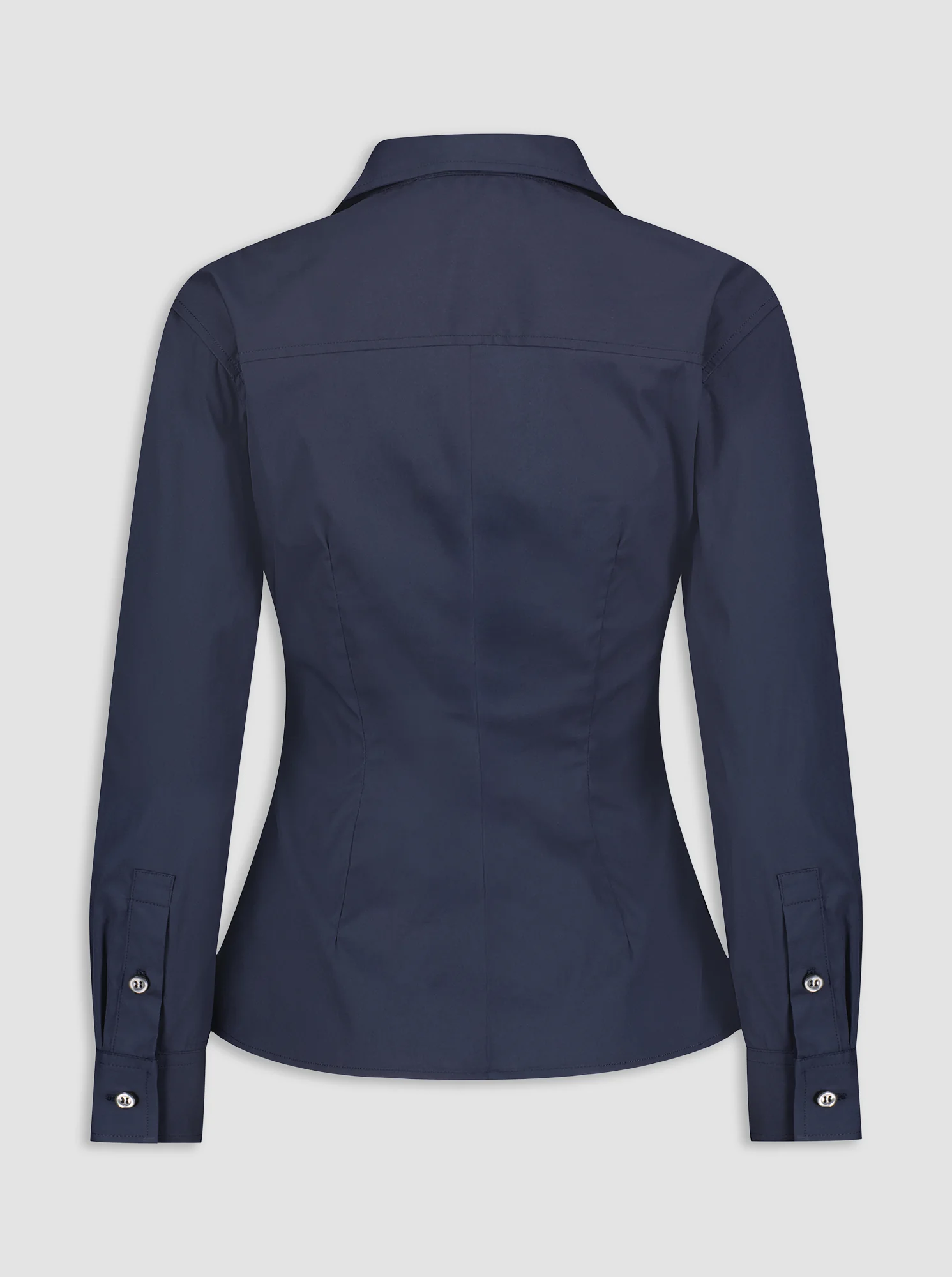 SAVILE Stretch Poplin Shirt Navy - Image 5