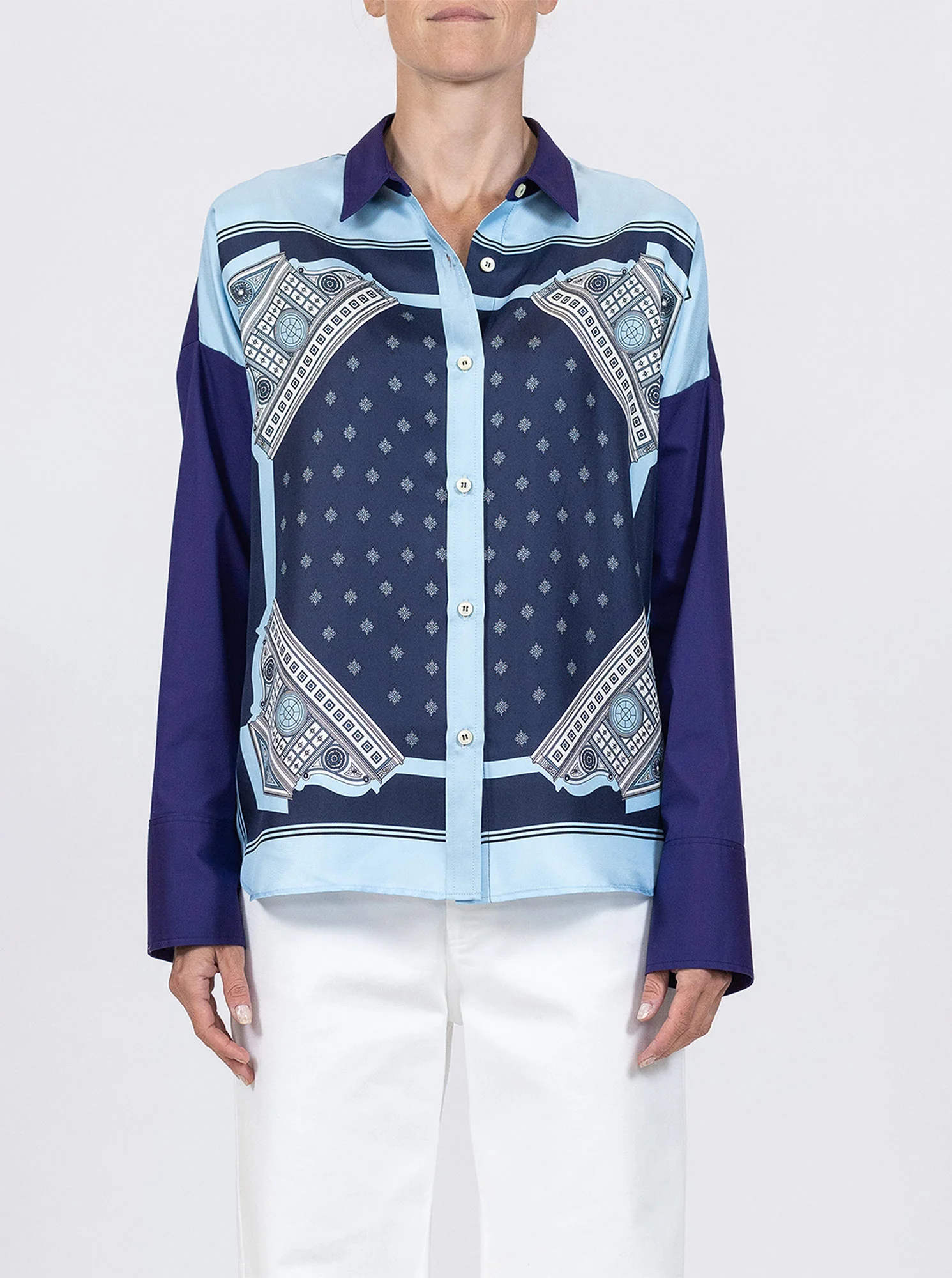SIRENE Scarf front shirt Ocean/Navy - Image 2