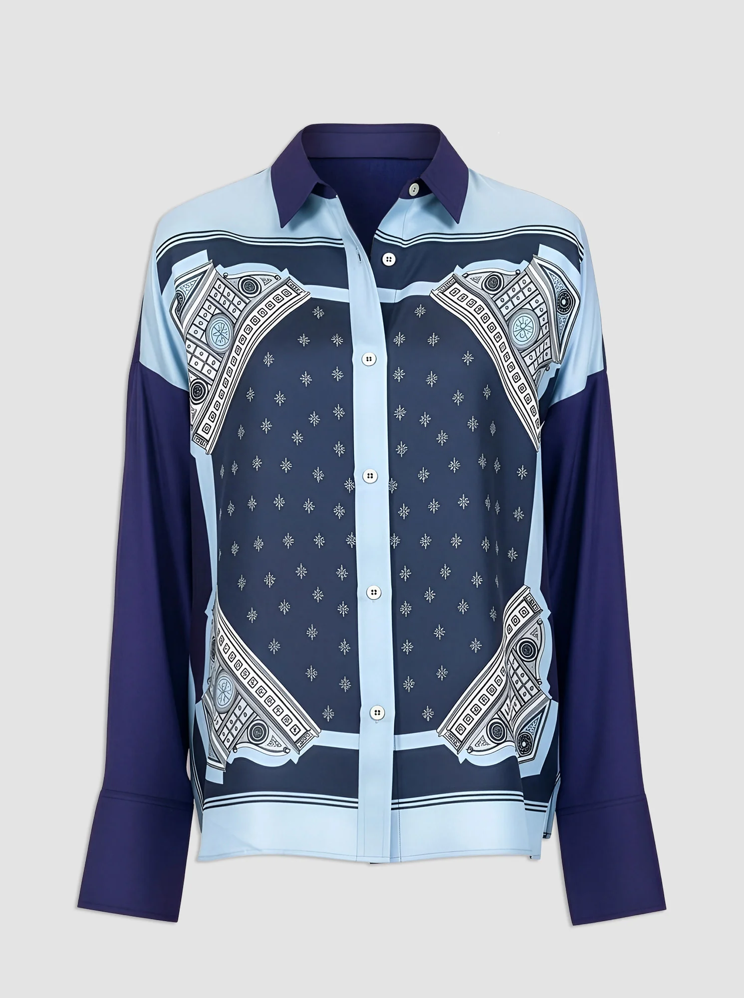 SIRENE Scarf front shirt Ocean/Navy - Image 4