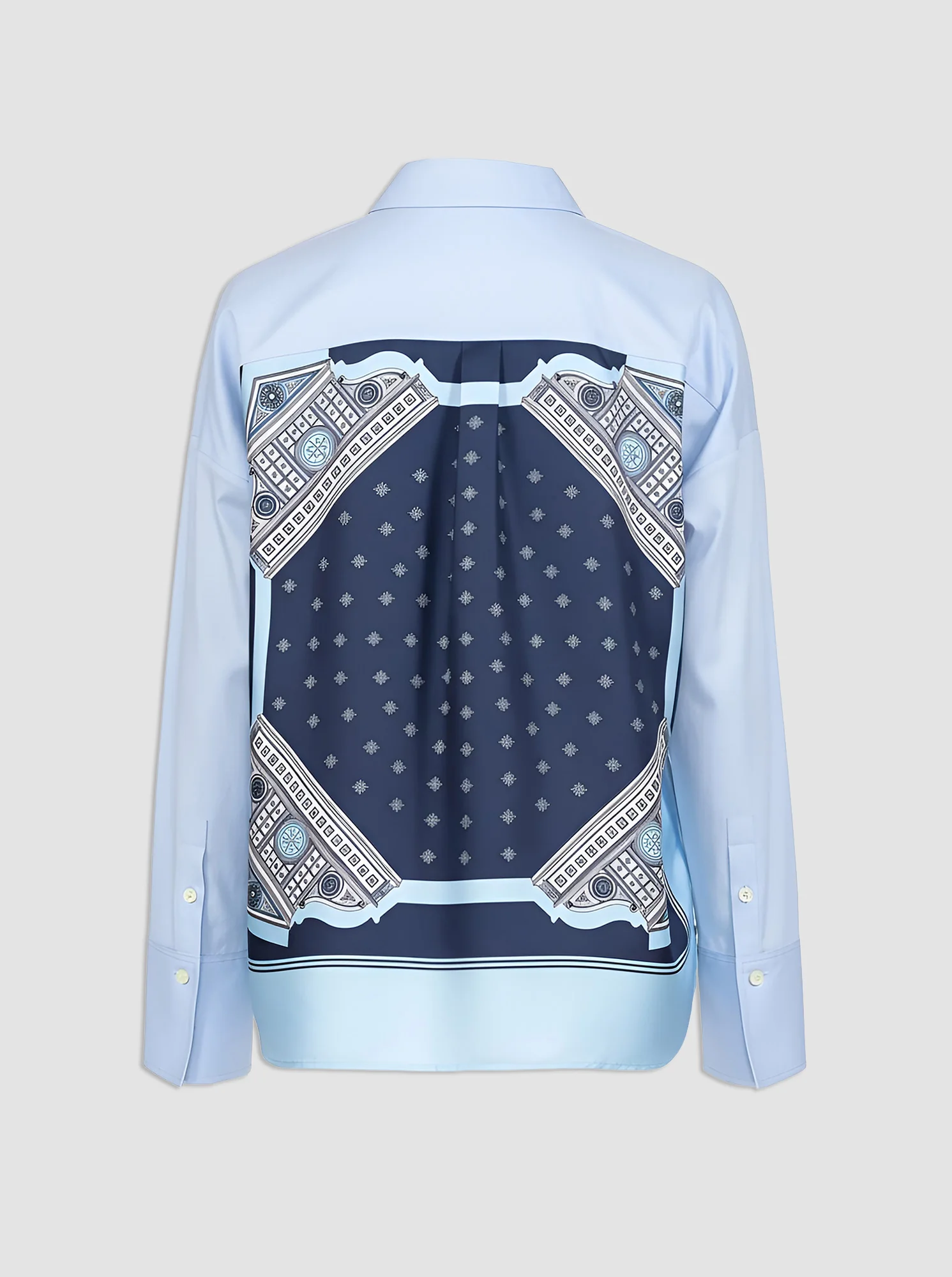 SIRENE  Scarf back shirt Pale Blue / Navy