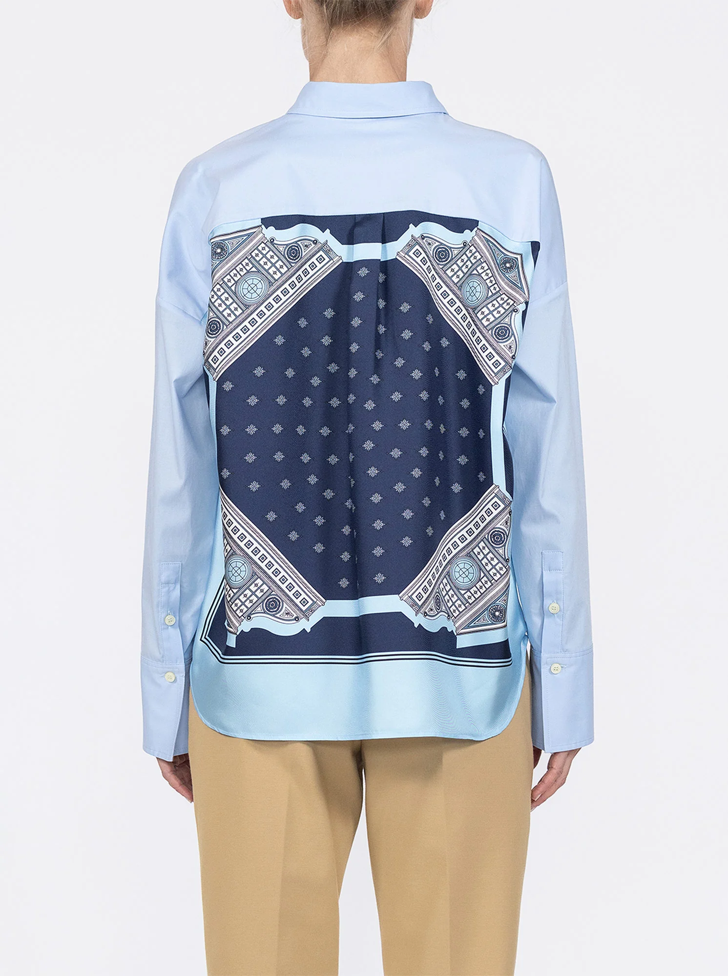 SIRENE  Scarf back shirt Pale Blue / Navy - Image 2