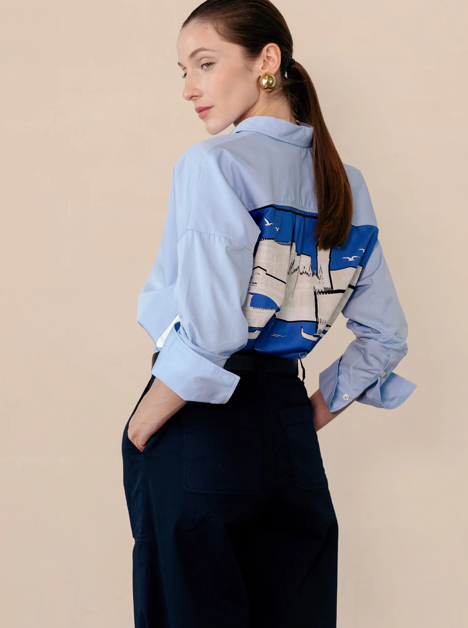 SIRENE Scarf back shirt Pale Blue/Lagoon