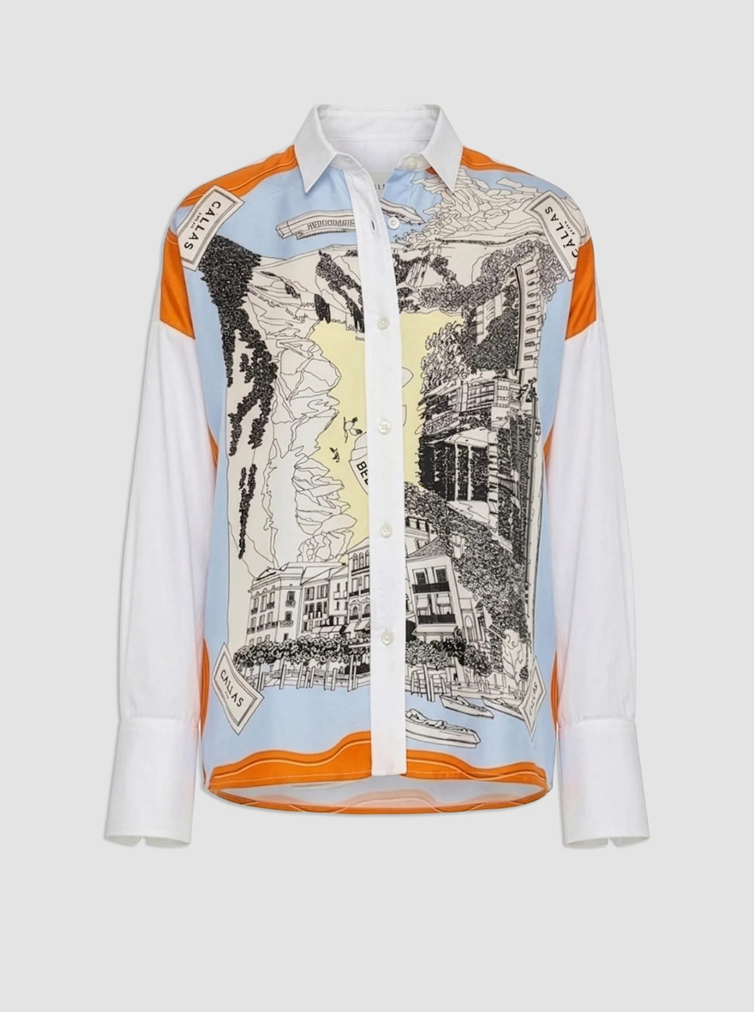 SIRENE Silk scarf front shirt White/Orange - Image 2