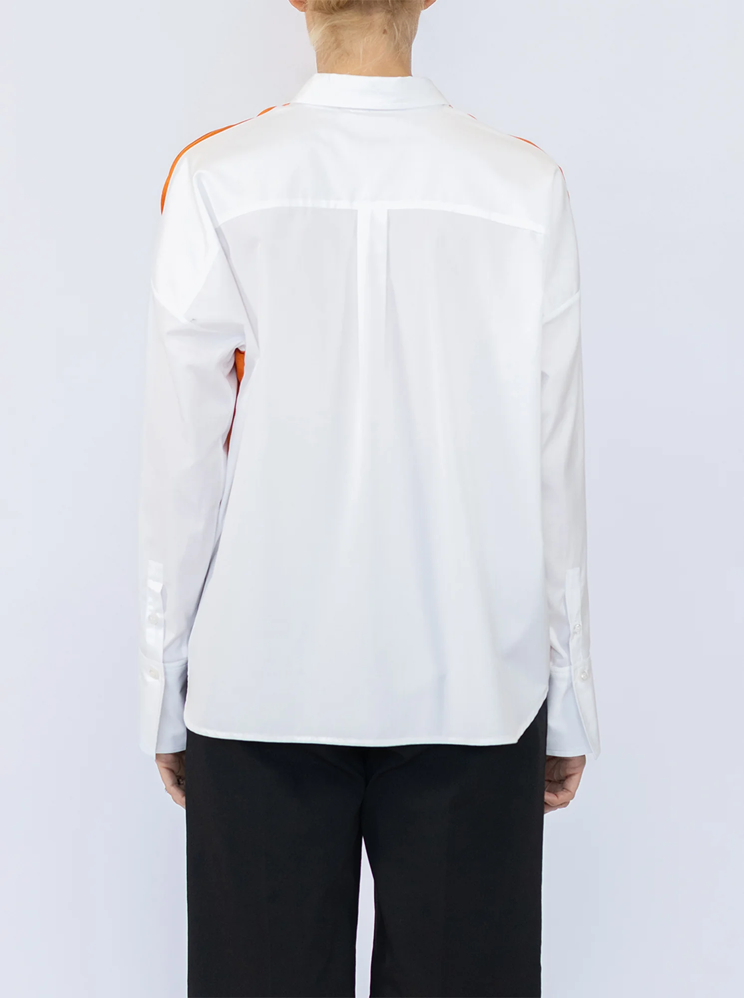 SIRENE Silk scarf front shirt White/Orange - Image 6